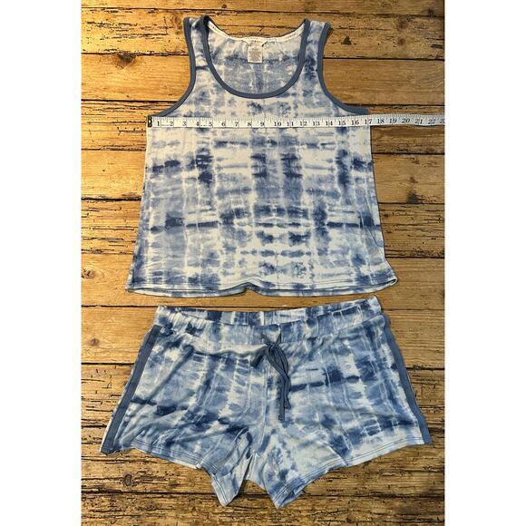Lucky Brand women’s Size M tie-dye blue tank top and shorts pajama set NWOT - Picture 4 of 8